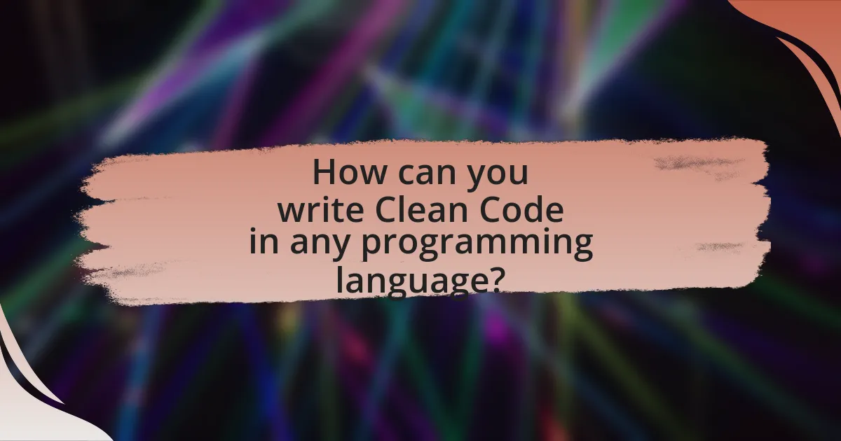 How can you write Clean Code in any programming language?