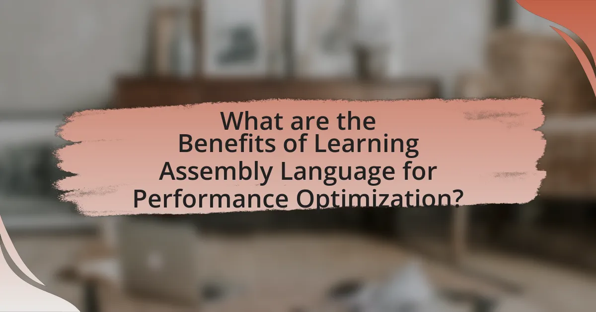 What are the Benefits of Learning Assembly Language for Performance Optimization?